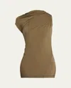 Helmut Lang Sleeveless Jersey Wind Top In Olive