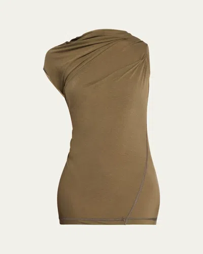 Helmut Lang Sleeveless Jersey Wind Top In Olive