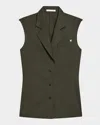 Helmut Lang Modest Wool Vest In Green Melange