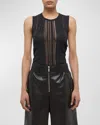 Helmut Lang Open Back Semisheer Sleeveless Sweater In Black