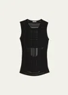 Helmut Lang Open Back Semisheer Sleeveless Sweater In Black