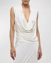 HELMUT LANG SLEEVELESS PLUNGING JERSEY TOP