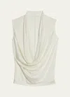Helmut Lang Sleeveless Plunging Jersey Top In Creme
