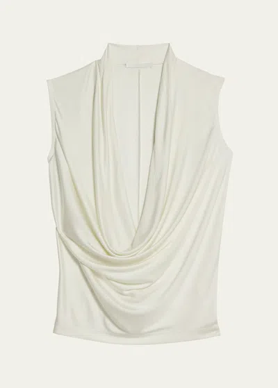 Helmut Lang Sleeveless Plunging Jersey Top In Creme
