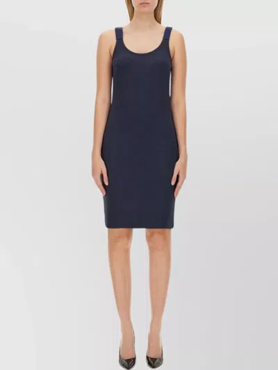 Helmut Lang Sleeveless Ribbed Tank Dress In Blue
