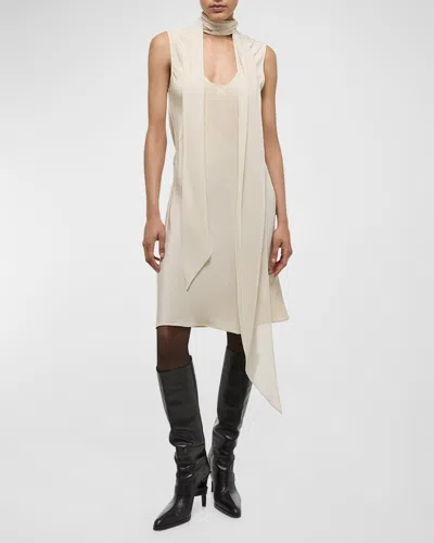 Helmut Lang Sleeveless Scarf Dress In Neutral