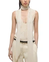 Helmut Lang Sleeveless Silk Scarf Top In Oat