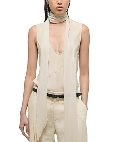 Helmut Lang Sleeveless Silk Scarf Top In Neutral