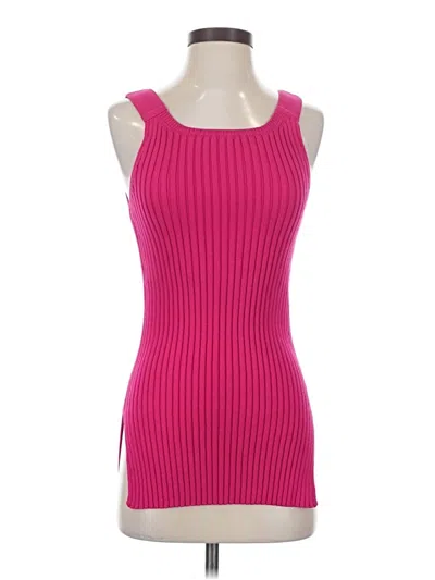 Helmut Lang Side-slit Ribbed-knit Tank Top In Pink