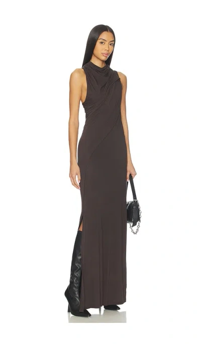 Helmut Lang Sleeveless Wind Maxi Dress In Brown