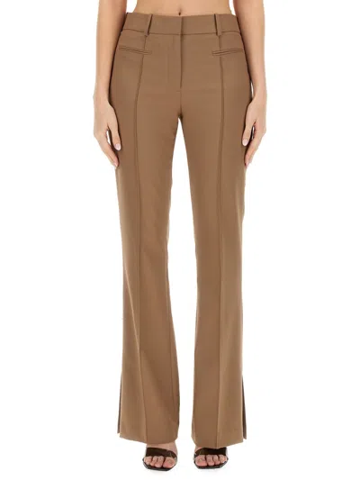 Helmut Lang Slim Fit Boot Cut Pants In Brown