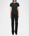 Helmut Lang Logo Embroidered Crew Neck Short Sleeve Top In Black