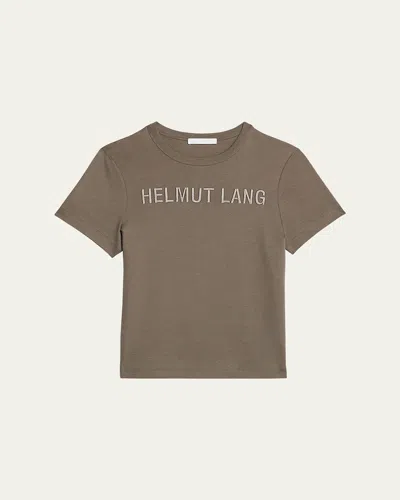 Helmut Lang Womens Olive Brand-embroidery Round-neck Cotton-jersey T-shirt In Green