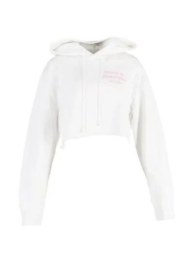 Pre-owned Helmut Lang Slogan-embroidered Hoodie In White