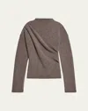 Helmut Lang Slouchy Crewneck Twist Sweater In Brown