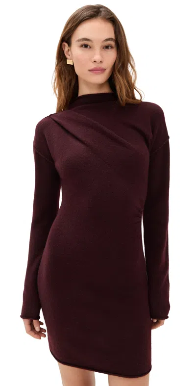 Helmut Lang Slouchy Plush Dress Burgundy