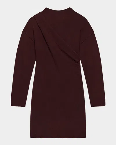 Helmut Lang Slouchy Wool-blend Mini Sweater Dress In Burgundy