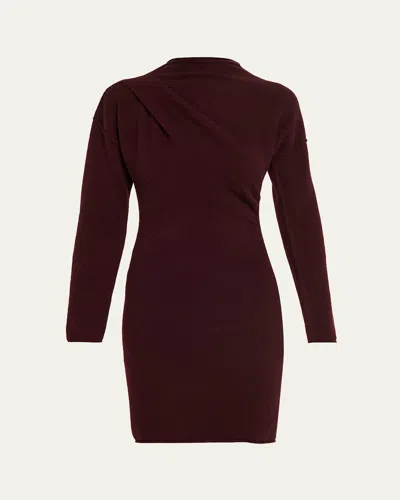 Helmut Lang Slouchy Wool-blend Mini Sweater Dress In Burgundy