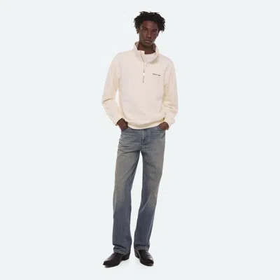 Helmut Lang Quarter Zip Cotton Logo Sweater In Neutral