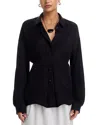 Helmut Lang Cinched Long Sleeve Shirt In Black