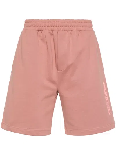 Helmut Lang Space-logo Cotton Shorts In Pink