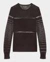 Helmut Lang Spaced Sheer Long-sleeve Top