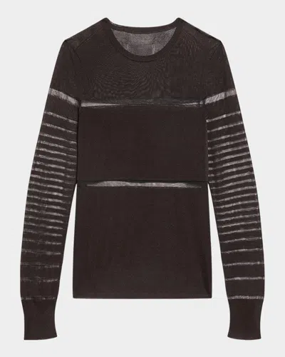 HELMUT LANG SPACED SHEER LONG-SLEEVE TOP