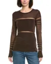 Helmut Lang Spaced Sheer Top In Brown