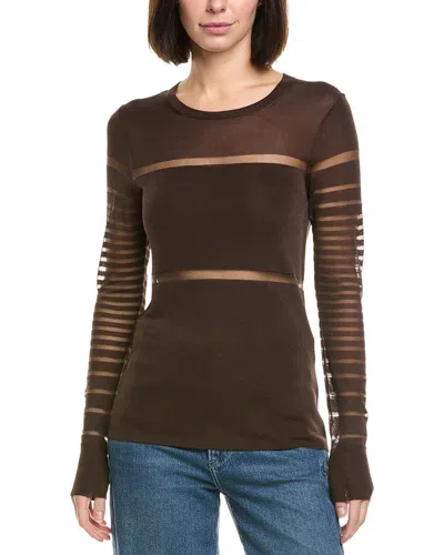 Helmut Lang Spaced Sheer Top In Brown