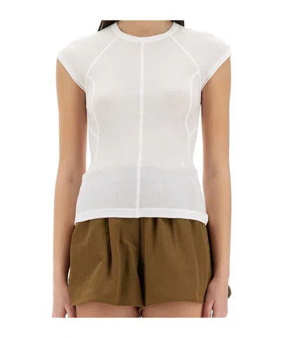Helmut Lang Slim Fit Sheer Cap Sleeve T-shirt In White