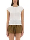 Helmut Lang Slim Fit Sheer Cap Sleeve T-shirt In White