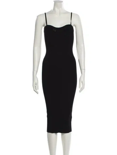 Pre-owned Helmut Lang Square Neckline Knee-length Dress In Black