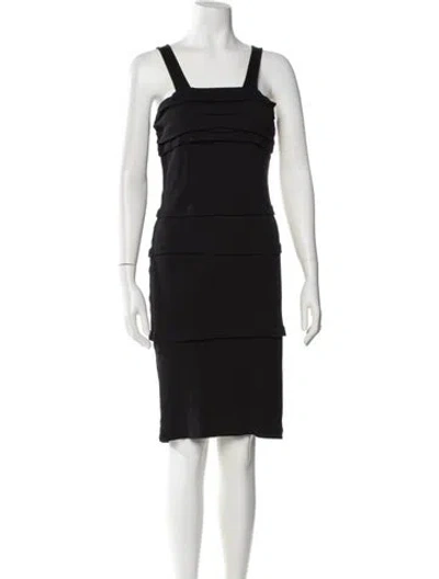 Pre-owned Helmut Lang Square Neckline Knee-length Dress In Black