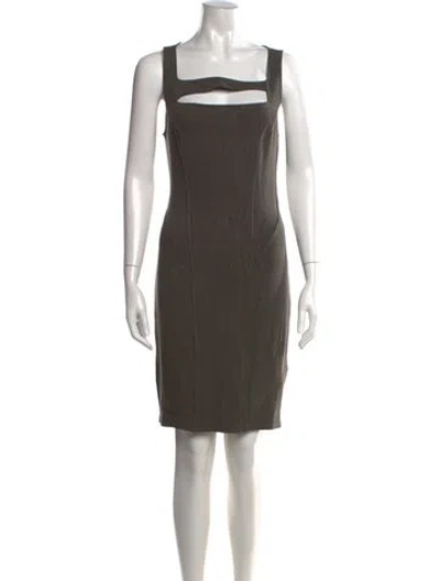 Pre-owned Helmut Lang Square Neckline Knee-length Dress In Gray