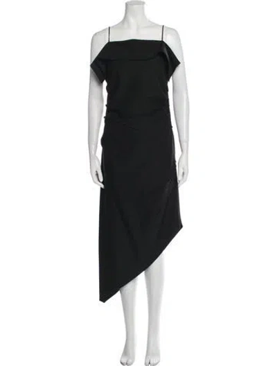 Pre-owned Helmut Lang Square Neckline Long Dress In Black