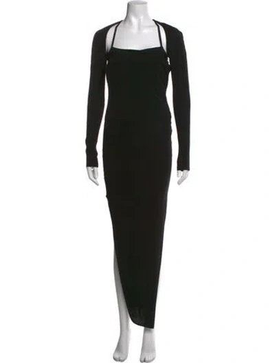 Pre-owned Helmut Lang Square Neckline Long Dress In Black