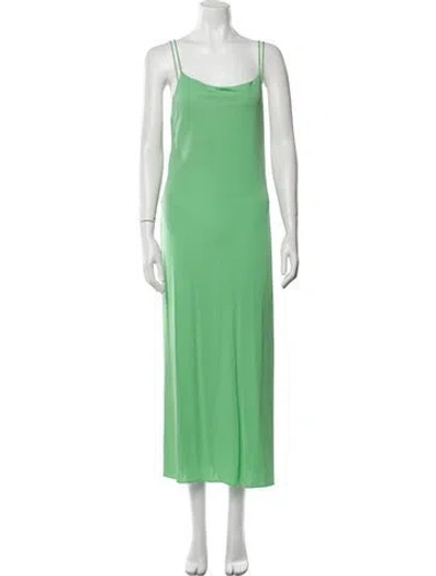 Pre-owned Helmut Lang Square Neckline Long Dress In Green