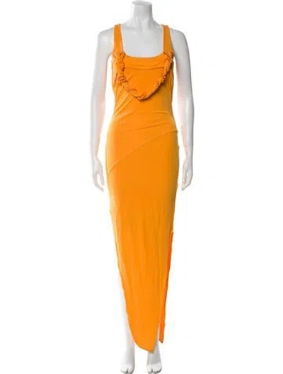 Pre-owned Helmut Lang Square Neckline Long Dress In Orange