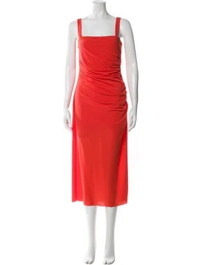 Pre-owned Helmut Lang Square Neckline Long Dress In Orange