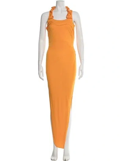 Pre-owned Helmut Lang Square Neckline Long Dress In Orange
