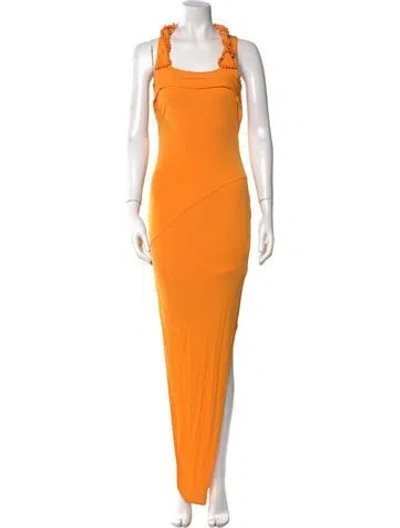 Pre-owned Helmut Lang Square Neckline Long Dress W/ Tags In Orange