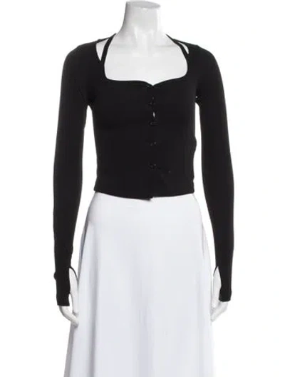 Pre-owned Helmut Lang Square Neckline Long Sleeve Crop Top In Black