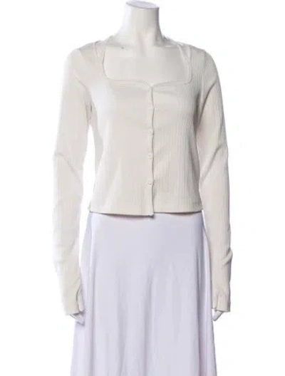 Pre-owned Helmut Lang Square Neckline Long Sleeve Crop Top In Neutral