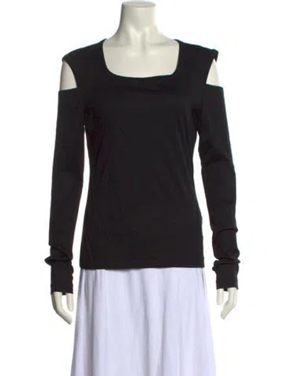 Pre-owned Helmut Lang Square Neckline Long Sleeve Top In Black