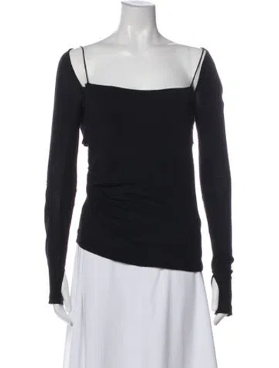 Pre-owned Helmut Lang Square Neckline Long Sleeve Top In Black