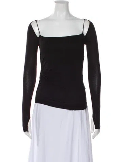 Pre-owned Helmut Lang Square Neckline Long Sleeve Top In Black