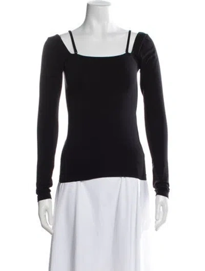 Pre-owned Helmut Lang Square Neckline Long Sleeve Top In Black