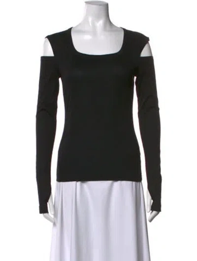 Pre-owned Helmut Lang Square Neckline Long Sleeve Top In Black
