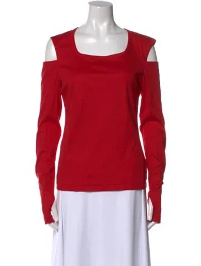 Pre-owned Helmut Lang Square Neckline Long Sleeve Top In Red
