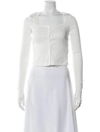 Pre-owned Helmut Lang Square Neckline Long Sleeve Top In White